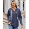 Zeagoo Hoodies for Women Long Sleeve Drawstring V Neck Pullover Sweatshirts Shirts Loose Casual Fall Tops(Navy Blue)