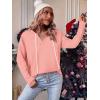 Zeagoo Hoodies for Women Long Sleeve Drawstring V Neck Pullover Sweatshirts Shirts Loose Casual Fall Tops(Pink)