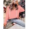 Zeagoo Hoodies for Women Long Sleeve Drawstring V Neck Pullover Sweatshirts Shirts Loose Casual Fall Tops(Pink)