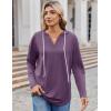 Zeagoo Hoodies for Women Long Sleeve Drawstring V Neck Pullover Sweatshirts Shirts Loose Casual Fall Tops(Purple)