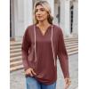 Zeagoo Hoodies for Women Long Sleeve Drawstring V Neck Pullover Sweatshirts Shirts Loose Casual Fall Tops(Wine Red)