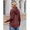 Zeagoo Hoodies for Women Long Sleeve Drawstring V Neck Pullover Sweatshirts Shirts Loose Casual Fall Tops(Wine Red)