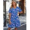 Zeagoo Summer Casual Dresses for Women A Line Sun Dress Ruffle Short Sleeve V Neck Floral Tshirt Dress with Pockets(Floral Print)