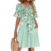 Zeagoo Summer Casual Dresses for Women A Line Sun Dress Ruffle Short Sleeve V Neck Floral Tshirt Dress with Pockets(Floral Printed-2)