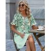 Zeagoo Summer Casual Dresses for Women A Line Sun Dress Ruffle Short Sleeve V Neck Floral Tshirt Dress with Pockets(Floral Printed-2)