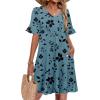 Zeagoo Summer Casual Dresses for Women A Line Sun Dress Ruffle Short Sleeve V Neck Floral Tshirt Dress with Pockets(Floral-1)