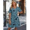 Zeagoo Summer Casual Dresses for Women A Line Sun Dress Ruffle Short Sleeve V Neck Floral Tshirt Dress with Pockets(Floral-1)