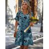 Zeagoo Summer Casual Dresses for Women A Line Sun Dress Ruffle Short Sleeve V Neck Floral Tshirt Dress with Pockets(Floral-1)
