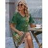 Zeagoo Summer Casual Dresses for Women A Line Sun Dress Ruffle Short Sleeve V Neck Floral Tshirt Dress with Pockets(Green Floral)