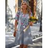 Zeagoo Summer Casual Dresses for Women A Line Sun Dress Ruffle Short Sleeve V Neck Floral Tshirt Dress with Pockets(Grey Red Floral)