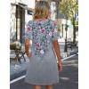 Zeagoo Summer Casual Dresses for Women A Line Sun Dress Ruffle Short Sleeve V Neck Floral Tshirt Dress with Pockets(Grey Red Floral)