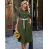 Zeagoo Summer Dresses for Women 2026 Button Down Shirt Dresses Aline Long Sundress Short Sleeve Beach Travel Cover Up(Army Green)