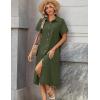 Zeagoo Summer Dresses for Women 2026 Button Down Shirt Dresses Aline Long Sundress Short Sleeve Beach Travel Cover Up(Army Green)