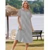 Zeagoo Summer Dresses for Women 2026 Button Down Shirt Dresses Aline Long Sundress Short Sleeve Beach Travel Cover Up(Black Stripe)