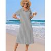 Zeagoo Summer Dresses for Women 2026 Button Down Shirt Dresses Aline Long Sundress Short Sleeve Beach Travel Cover Up(Black Stripe)