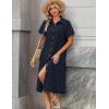 Zeagoo Summer Dresses for Women 2026 Button Down Shirt Dresses Aline Long Sundress Short Sleeve Beach Travel Cover Up(Blue)