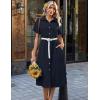 Zeagoo Summer Dresses for Women 2026 Button Down Shirt Dresses Aline Long Sundress Short Sleeve Beach Travel Cover Up(Blue)