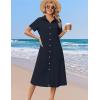 Zeagoo Summer Dresses for Women 2026 Button Down Shirt Dresses Aline Long Sundress Short Sleeve Beach Travel Cover Up(Blue)