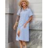 Zeagoo Summer Dresses for Women 2026 Button Down Shirt Dresses Aline Long Sundress Short Sleeve Beach Travel Cover Up(Blue Stripe)