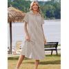 Zeagoo Summer Dresses for Women 2026 Button Down Shirt Dresses Aline Long Sundress Short Sleeve Beach Travel Cover Up(Brown Stripe)