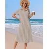 Zeagoo Summer Dresses for Women 2026 Button Down Shirt Dresses Aline Long Sundress Short Sleeve Beach Travel Cover Up(Brown Stripe)