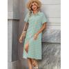Zeagoo Summer Dresses for Women 2026 Button Down Shirt Dresses Aline Long Sundress Short Sleeve Beach Travel Cover Up(Green Stripe)