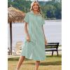 Zeagoo Summer Dresses for Women 2026 Button Down Shirt Dresses Aline Long Sundress Short Sleeve Beach Travel Cover Up(Green Stripe)