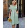 Zeagoo Summer Dresses for Women 2026 Button Down Shirt Dresses Aline Long Sundress Short Sleeve Beach Travel Cover Up(Green Stripe)