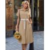 Zeagoo Summer Dresses for Women 2026 Button Down Shirt Dresses Aline Long Sundress Short Sleeve Beach Travel Cover Up(Khaki)