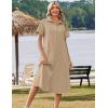 Zeagoo Summer Dresses for Women 2026 Button Down Shirt Dresses Aline Long Sundress Short Sleeve Beach Travel Cover Up(Khaki)