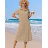 Zeagoo Summer Dresses for Women 2026 Button Down Shirt Dresses Aline Long Sundress Short Sleeve Beach Travel Cover Up(Khaki)