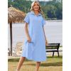 Zeagoo Summer Dresses for Women 2026 Button Down Shirt Dresses Aline Long Sundress Short Sleeve Beach Travel Cover Up(Light Blue)