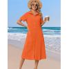 Zeagoo Summer Dresses for Women 2026 Button Down Shirt Dresses Aline Long Sundress Short Sleeve Beach Travel Cover Up(Orange)
