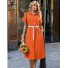 Zeagoo Summer Dresses for Women 2026 Button Down Shirt Dresses Aline Long Sundress Short Sleeve Beach Travel Cover Up(Orange)