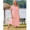Zeagoo Summer Dresses for Women 2026 Button Down Shirt Dresses Aline Long Sundress Short Sleeve Beach Travel Cover Up(Pink)