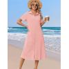 Zeagoo Summer Dresses for Women 2026 Button Down Shirt Dresses Aline Long Sundress Short Sleeve Beach Travel Cover Up(Pink)