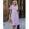 Zeagoo Summer Dresses for Women 2026 Button Down Shirt Dresses Aline Long Sundress Short Sleeve Beach Travel Cover Up(Purple Stripe)