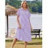 Zeagoo Summer Dresses for Women 2026 Button Down Shirt Dresses Aline Long Sundress Short Sleeve Beach Travel Cover Up(Purple Stripe)