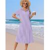 Zeagoo Summer Dresses for Women 2026 Button Down Shirt Dresses Aline Long Sundress Short Sleeve Beach Travel Cover Up(Purple Stripe)