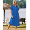 Zeagoo Summer Dresses for Women 2026 Button Down Shirt Dresses Aline Long Sundress Short Sleeve Beach Travel Cover Up(Royal Blue)