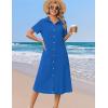 Zeagoo Summer Dresses for Women 2026 Button Down Shirt Dresses Aline Long Sundress Short Sleeve Beach Travel Cover Up(Royal Blue)