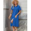 Zeagoo Summer Dresses for Women 2026 Button Down Shirt Dresses Aline Long Sundress Short Sleeve Beach Travel Cover Up(Royal Blue)