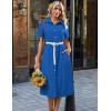 Zeagoo Summer Dresses for Women 2026 Button Down Shirt Dresses Aline Long Sundress Short Sleeve Beach Travel Cover Up(Royal Blue)