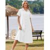 Zeagoo Summer Dresses for Women 2026 Button Down Shirt Dresses Aline Long Sundress Short Sleeve Beach Travel Cover Up(White)