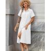 Zeagoo Summer Dresses for Women 2026 Button Down Shirt Dresses Aline Long Sundress Short Sleeve Beach Travel Cover Up(White)