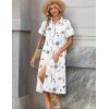 Zeagoo Summer Dresses for Women 2026 Button Down Shirt Dresses Aline Long Sundress Short Sleeve Beach Travel Cover Up(White Floral)