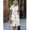 Zeagoo Summer Dresses for Women 2026 Button Down Shirt Dresses Aline Long Sundress Short Sleeve Beach Travel Cover Up(White Floral)