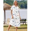 Zeagoo Summer Dresses for Women 2026 Button Down Shirt Dresses Aline Long Sundress Short Sleeve Beach Travel Cover Up(White Floral)