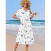 Zeagoo Summer Dresses for Women 2026 Button Down Shirt Dresses Aline Long Sundress Short Sleeve Beach Travel Cover Up(White Floral)