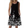 Zeagoo Summer Dresses for Women 2026 Sleeveless Casual Floral Tshirt Sundress with Pockets Loose Tank Beach Dress(01-black Floral)